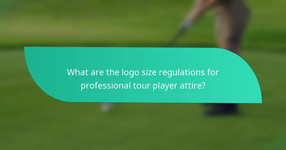 What are the logo size regulations for professional tour player attire?