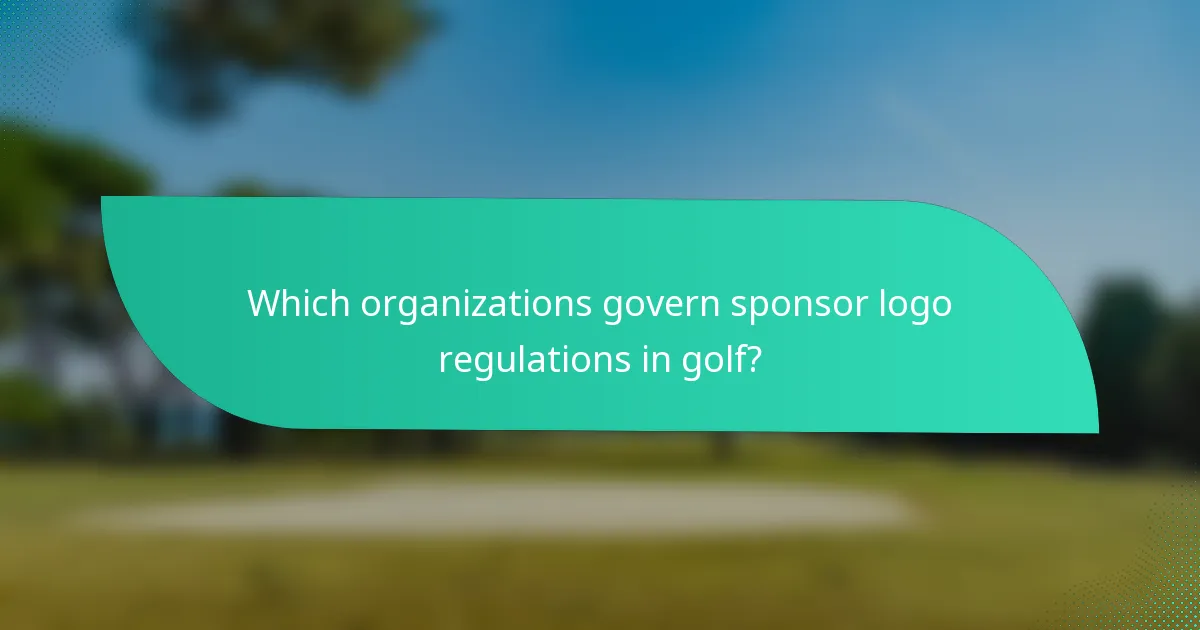Which organizations govern sponsor logo regulations in golf?